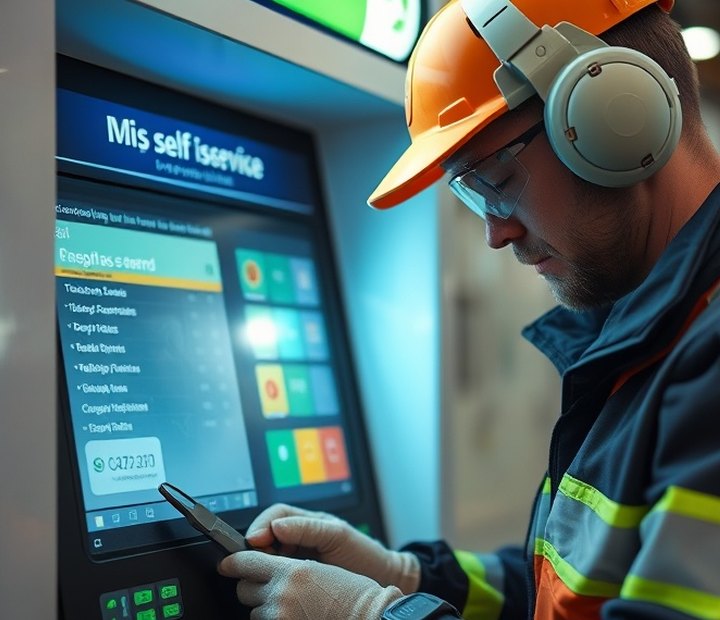 Tecnico durante la manutenzione di un terminale self-service