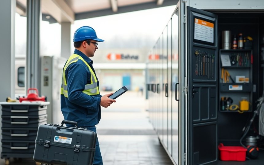 Squadra tecnica al lavoro su un terminale self-service